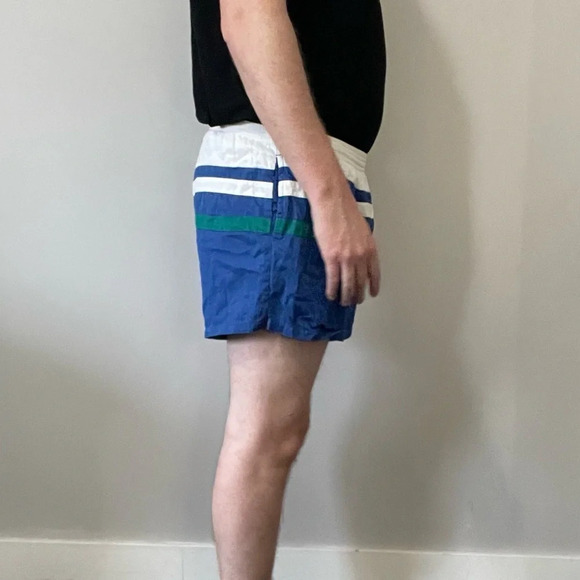 🌈  Vintage Vibes: Men’s Striped Shorts - Size LG by Club International 🌟 - Picture 4 of 13